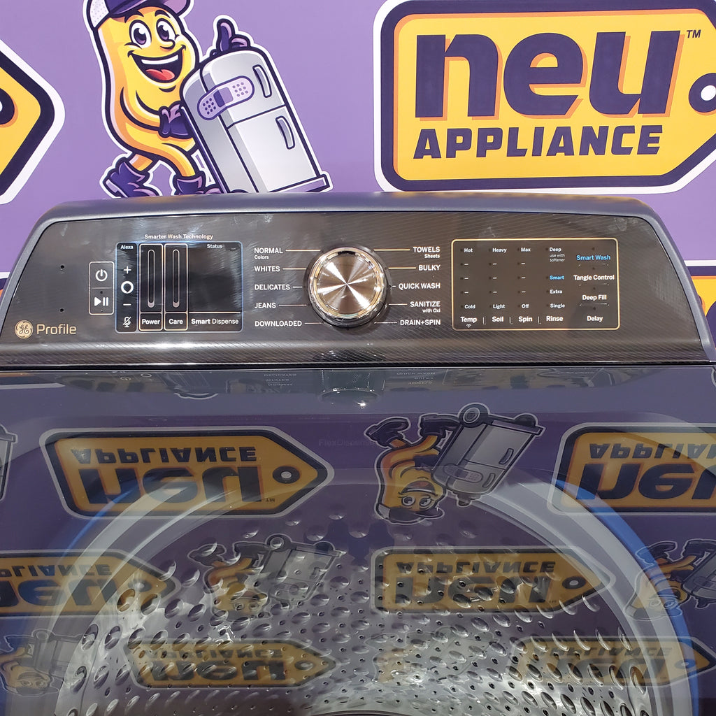 Pictures of GE Sapphire Blue Top Load 5.4 Cu. Ft. Washer with FlexDispense and Smarter Wash Technology PTW900BPTRS - Scratch and Dent (Minor) - Neu Appliance Outlet - Discount Appliance Outlet in Austin, Tx