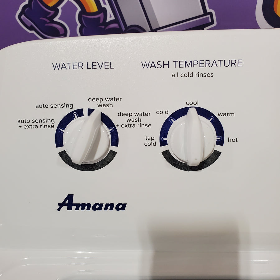 Amana Top Load 3.5 Cu. Ft. Washer with Dual Action Agitator, Porcelain Tub, and Late Lid Lock 22136SD363 - NTW4516FW - Open Box