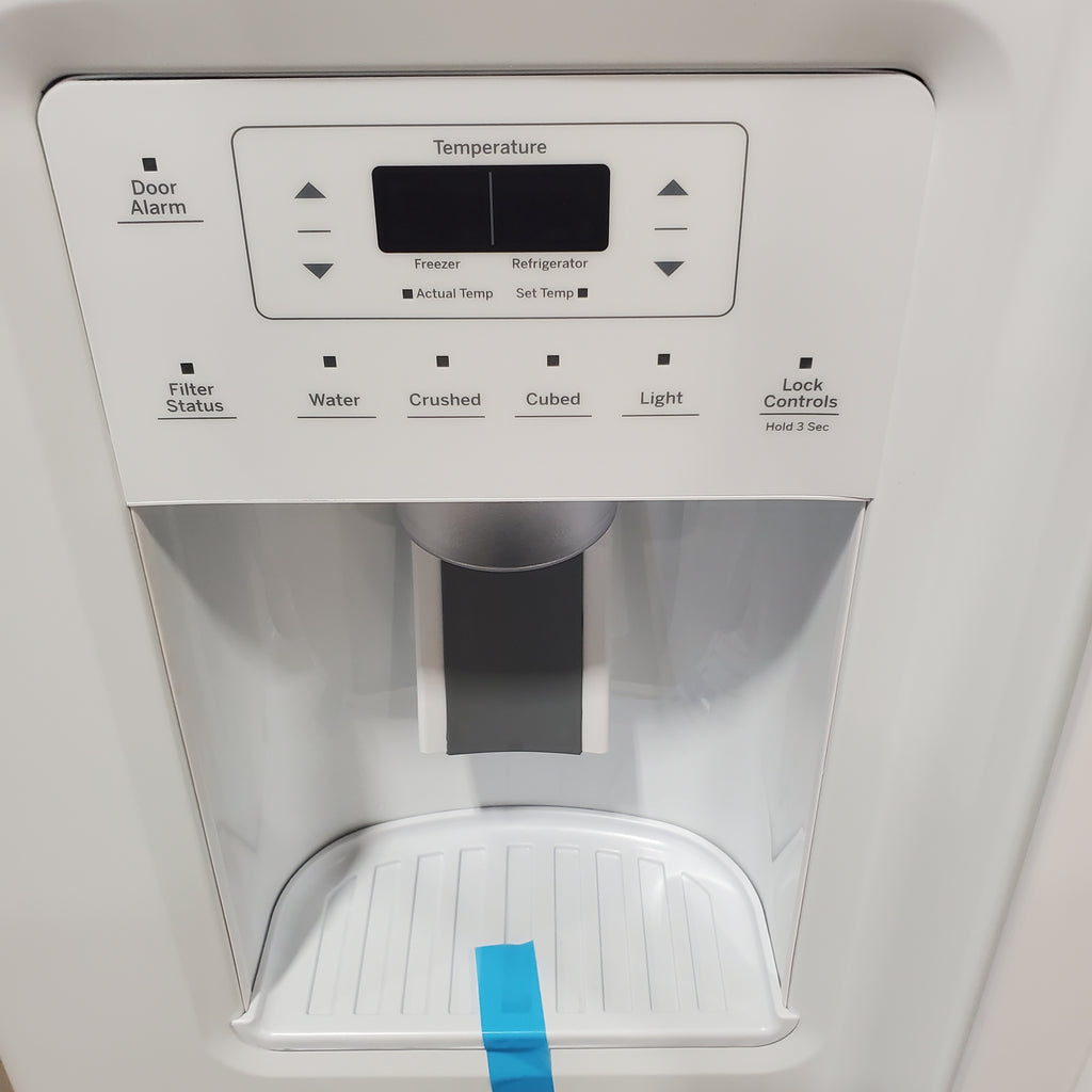 Pictures of GE® White 25.3 Cu. Ft. Side-By-Side Refrigerator with Ice And Water Dispenser - GSS25GGPWW - Scratch & Dent - Minor - Neu Appliance Outlet - Discount Appliance Outlet in Austin, Tx