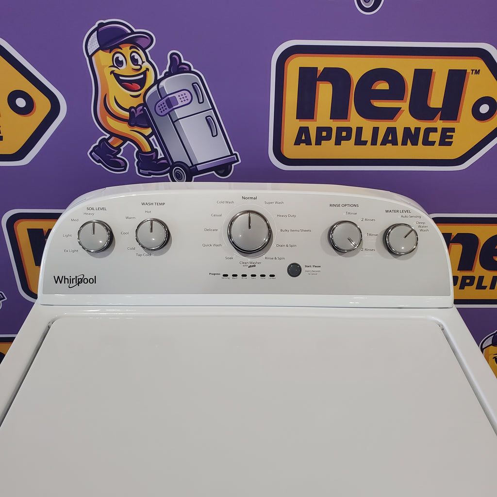 Pictures of Whirlpool 3.5 cu. ft. High Efficiency Top Load Washing Machine with Deep Water Wash WTW4816FW - Open Box and Whirlpool White Electric 7.0 Cu. Ft. Dryer with Auto Dry WED4950HW - Scratch & Dent (Minor) - Neu Appliance Outlet - Discount Appliance Outlet in Austin, Tx