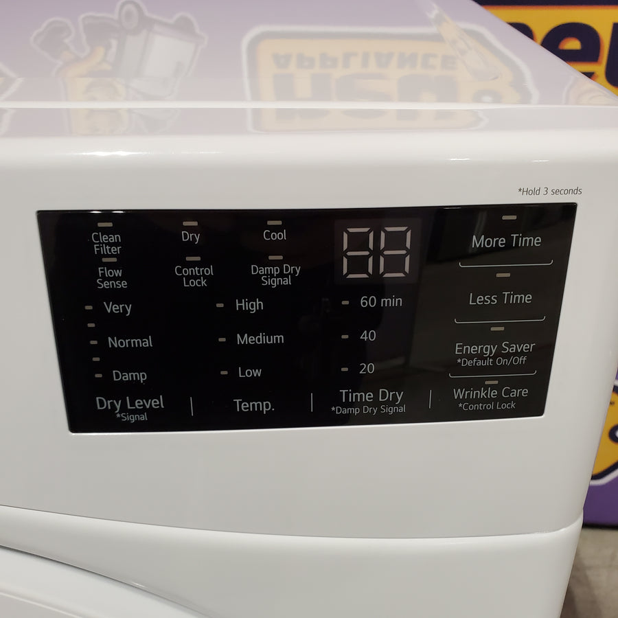 LG 7.4 cu. ft. Vented Stackable Electric Dryer in White with Sensor Dry Technology 22231SD290 - DLE3470W - Scratch & Dent (Minor)