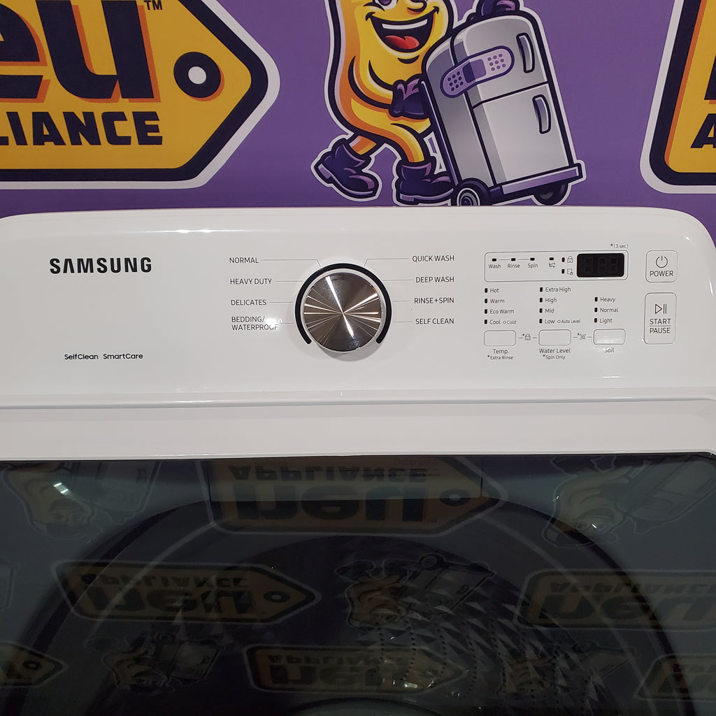 Pictures of Samsung 4.5 cu. ft. Top Load Washer with Vibration Reduction Technology+ in White WA45T3200AW - Open Box and Samsung 7.2 cu. ft. Electric Dryer with Sensor Dry in White 16120 - DVE45T3200W - Open Box - Neu Appliance Outlet - Discount Appliance Outlet in Austin, Tx