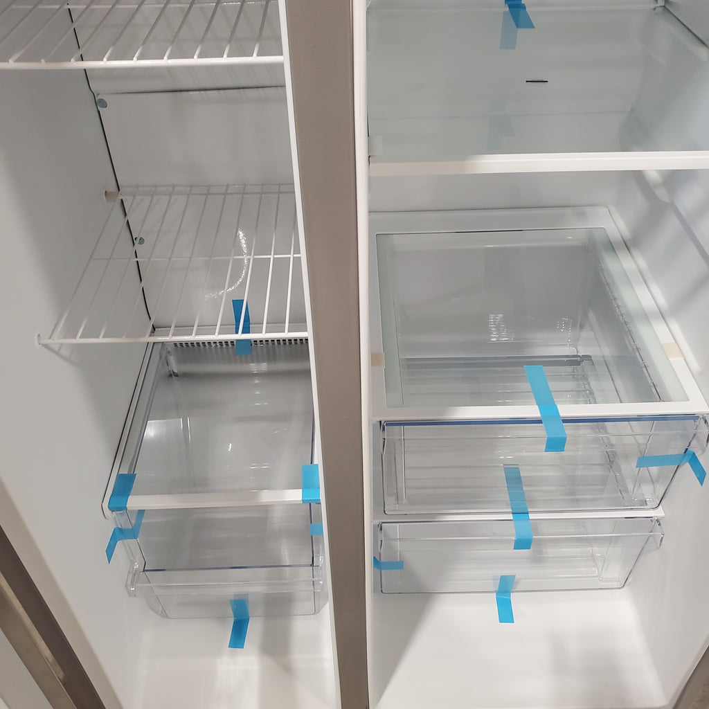 Frigidaire 25.6 cu. ft. ENERGY STAR Side by Side Refrigerator with Exterior Water and Ice Dispenser in Stainless Steel FRSS2623AS - Scratch & Dent (Minor)