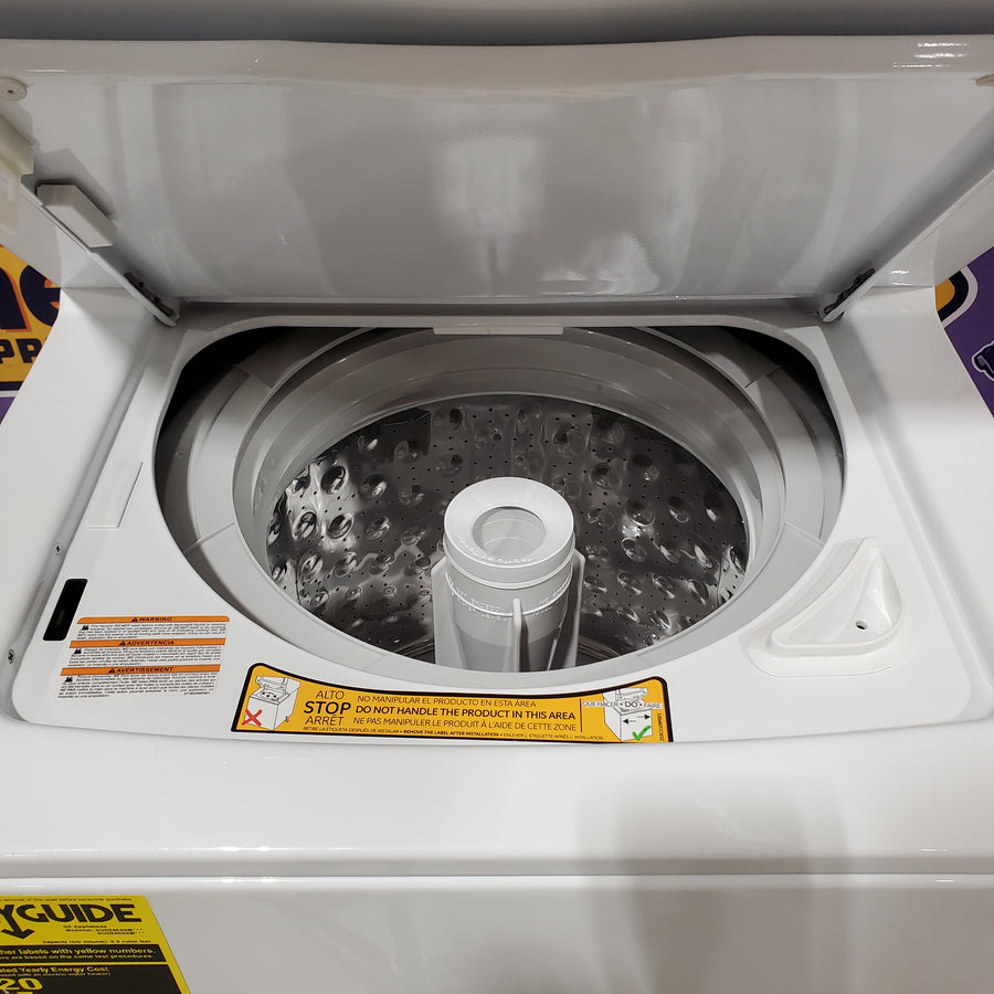 GE Unitized Spacemaker® 2.3 cu. ft. Capacity Washer with Stainless Steel Basket and 4.4 cu. ft. Capacity Electric Dryer 251310SD915 - GUD24ESSMWW - Scratch & Dent (Minor)