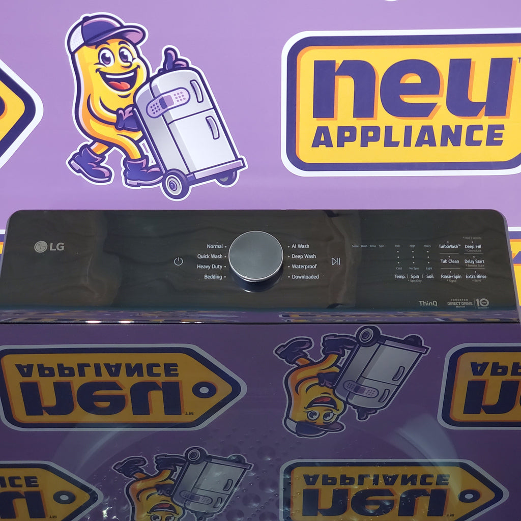 Pictures of LG 5.3 cu. ft. Capacity Top Load Washer with 4-Way® Agitator and EasyUnload™ WT8405CB - Scratch & Dent (Minor) and LG 7.3 cu. ft. Capacity Smart Rear Control Electric Dryer with AI Sensing, EasyLoad™ Door DLE8400BE - Open Box - Neu Appliance Outlet - Discount Appliance Outlet in Austin, Tx