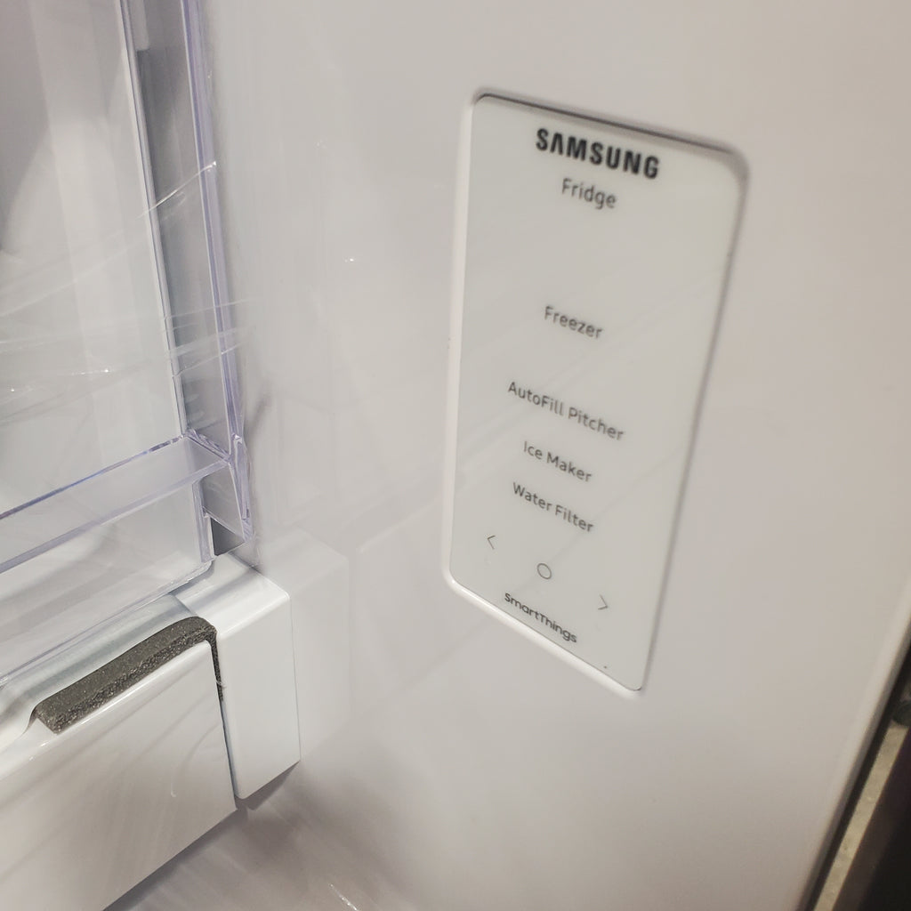 Pictures of Samsung 25 cu. ft. 33" Wide Standard Depth 3-Door French Door Smart Refrigerator in Stainless Steel with Beverage Center and Dual Ice 4SD416 - RF25C5551SR - Scratch & Dent (Minor) - Neu Appliance Outlet - Discount Appliance Outlet in Austin, Tx