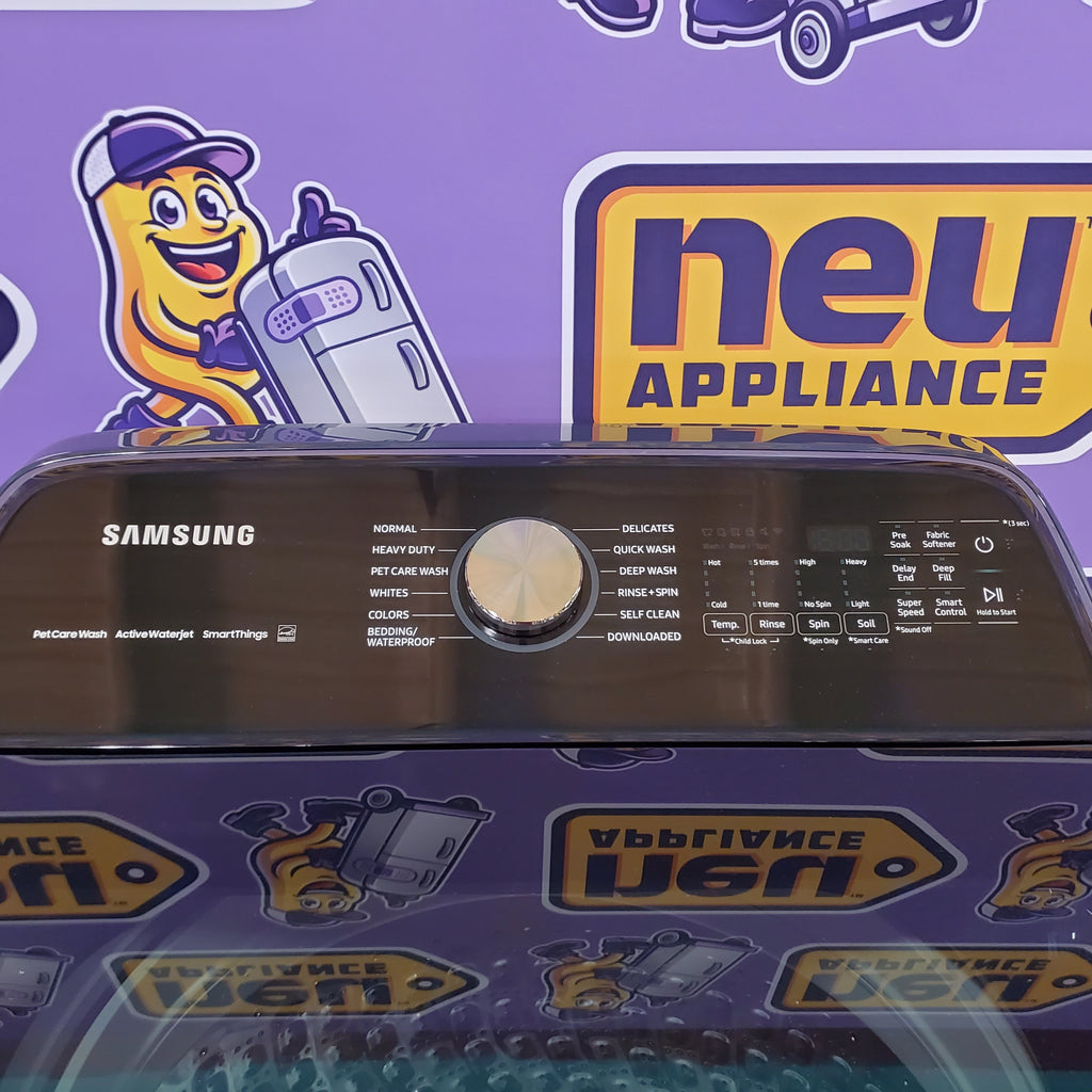 Pictures of Samsung 5.4 cu. ft. Smart Top Load Washer with Pet Care Solution and Super Speed Wash WA54CG7150AD - New in Box and Samsung Pet Care Dry and Steam Sanitize+ 7.4-cu ft Steam Cycle Smart Gas Dryer DVG54CG7150D - New in Box - Neu Appliance Outlet - Discount Appliance Outlet in Austin, Tx
