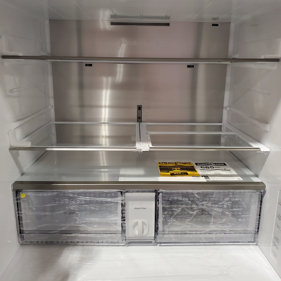 Samsung Bespoke 29 cu ft. 4-Door Standard Depth French Door Smart Refrigerator with Beverage Center Auto Fill Pitcher and Dual Ice Maker with Ice Bites™ in White Glass 25131SD113 - RF29BB86004MAA - Scratch & Dent (Minor)