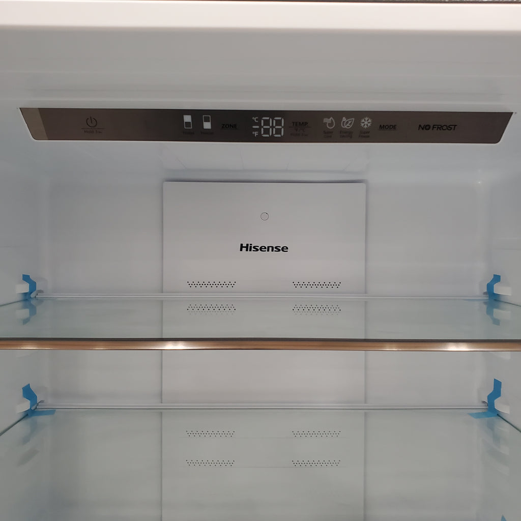 Hisense 17.2 cu. ft. Fingerprint-Resistant Stainless Steel Refrigerator with  LED Lighting, Metal Glide Doors, and Bottom Freezer HRB171N6ASE - Scratch and Dent (Minor)