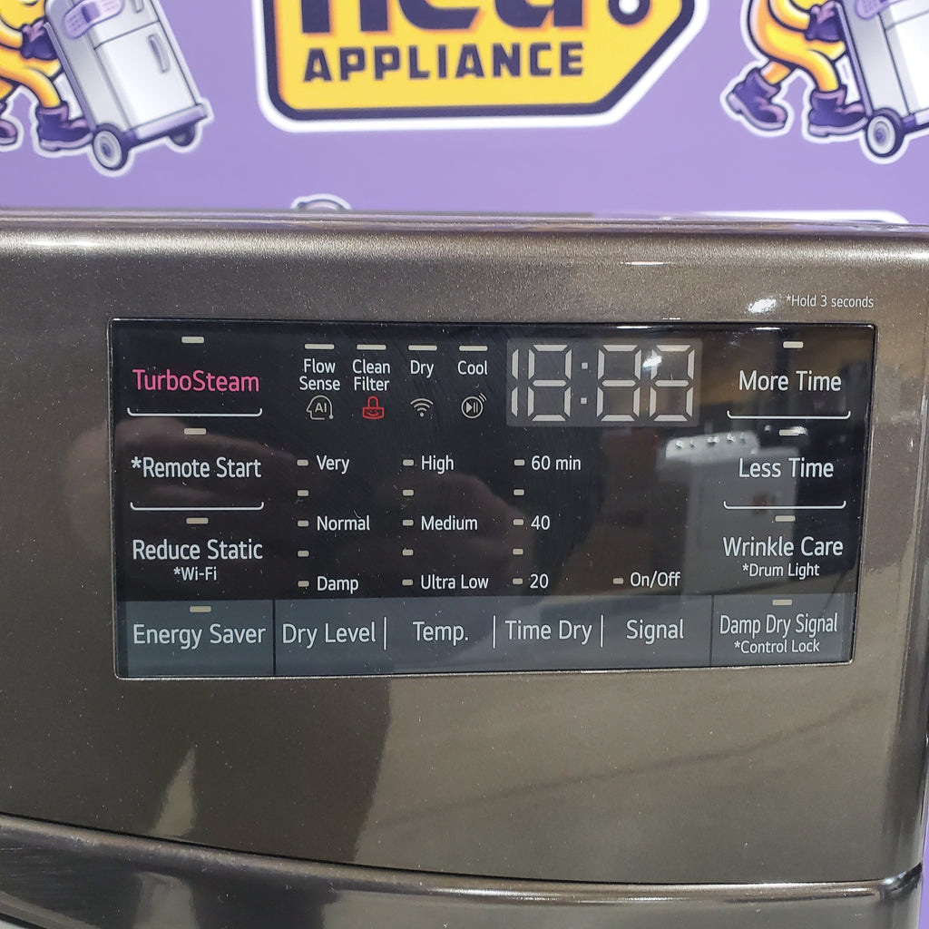LG Black Steel Smart Wi-Fi Enabled Front Load Electric 7.4 Cu. Ft. Dryer with TurboSteam and Built-In Intelligence 6SD53 - DLEX4000B - Scratch & Dent (Minor)