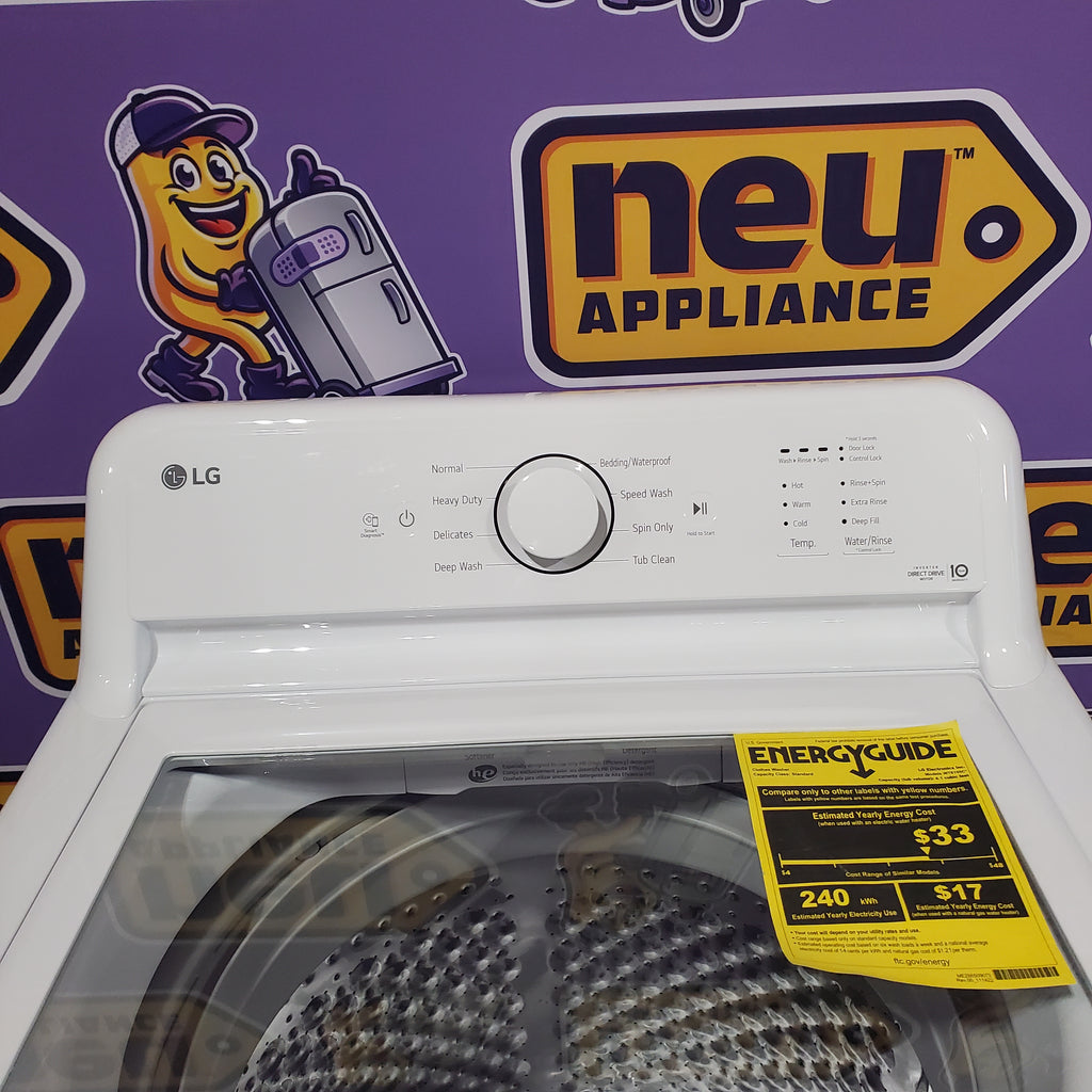 Pictures of LG Top Load 4.1 Cu. Ft. Washer with TurboDrum Technology in White WT6105CW - Scratch & Dent (Minor) and LG 7.3 Cu. Ft. Electric Rear Control Ultra Large Capacity Dryer in White with Sensor Dry 16122 - DLE6100W - Open Box - Neu Appliance Outlet - Discount Appliance Outlet in Austin, Tx