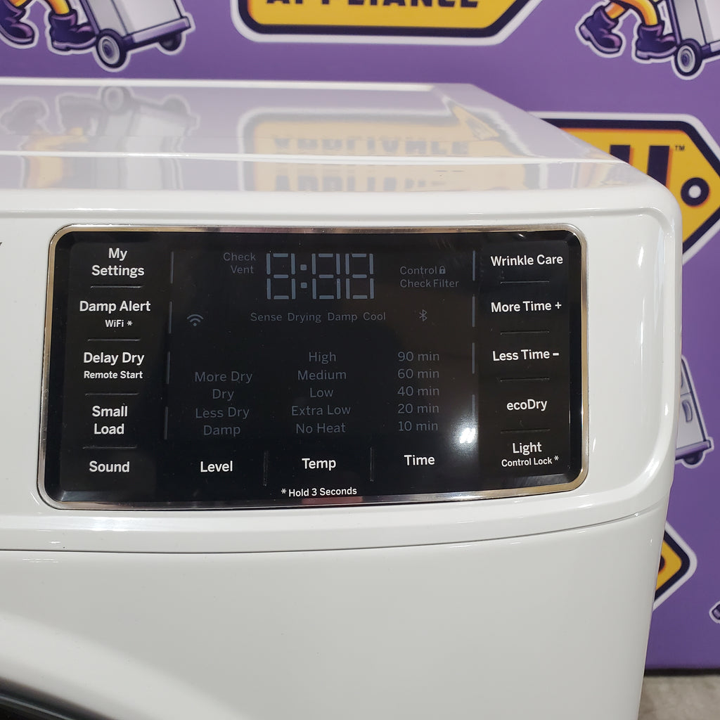 GE ENERGY STAR 7.8 cu. ft. Smart Frontload Electric Dryer with Sensor Dry 22131SD85 - GFD55ESSNWW - Scratch & Dent (Minor)