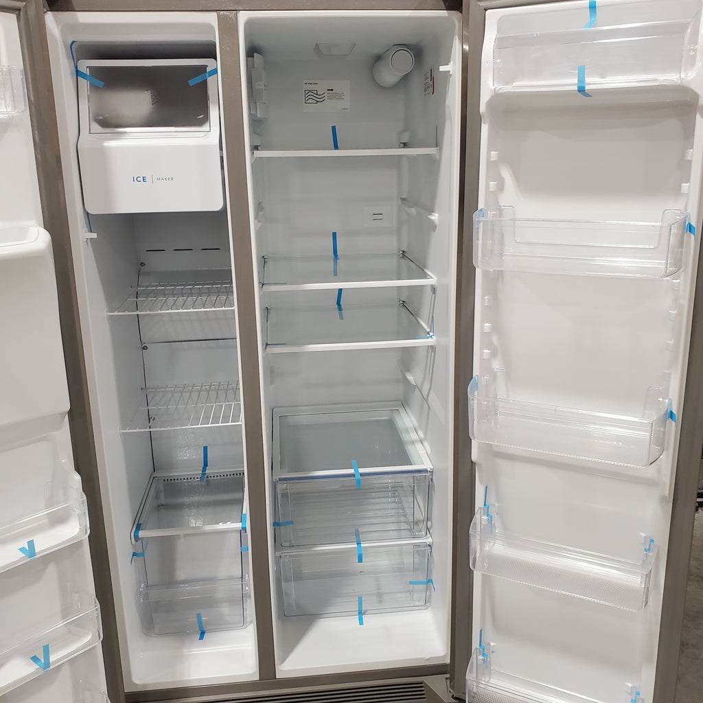 Pictures of Frigidaire 25.6 cu. ft. ENERGY STAR Side by Side Refrigerator with Exterior Water and Ice Dispenser in Stainless Steel 20SD103 - FRSS2623AS - Scratch & Dent (Minor) - Neu Appliance Outlet - Discount Appliance Outlet in Austin, Tx