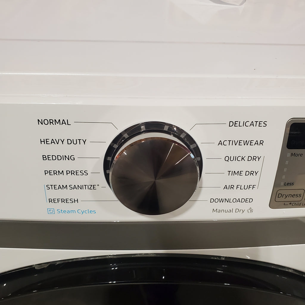 Samsung 4.5 cu. ft. Large Capacity Smart Front Load Washer with Super Speed Wash in White WF45B6300AW - Scratch & Dent (Minor) and Samsung 7.5 cu. ft. Smart Electric Dryer with Steam Sanitize+ in White 16064 - DVE45B6300W - Open Box