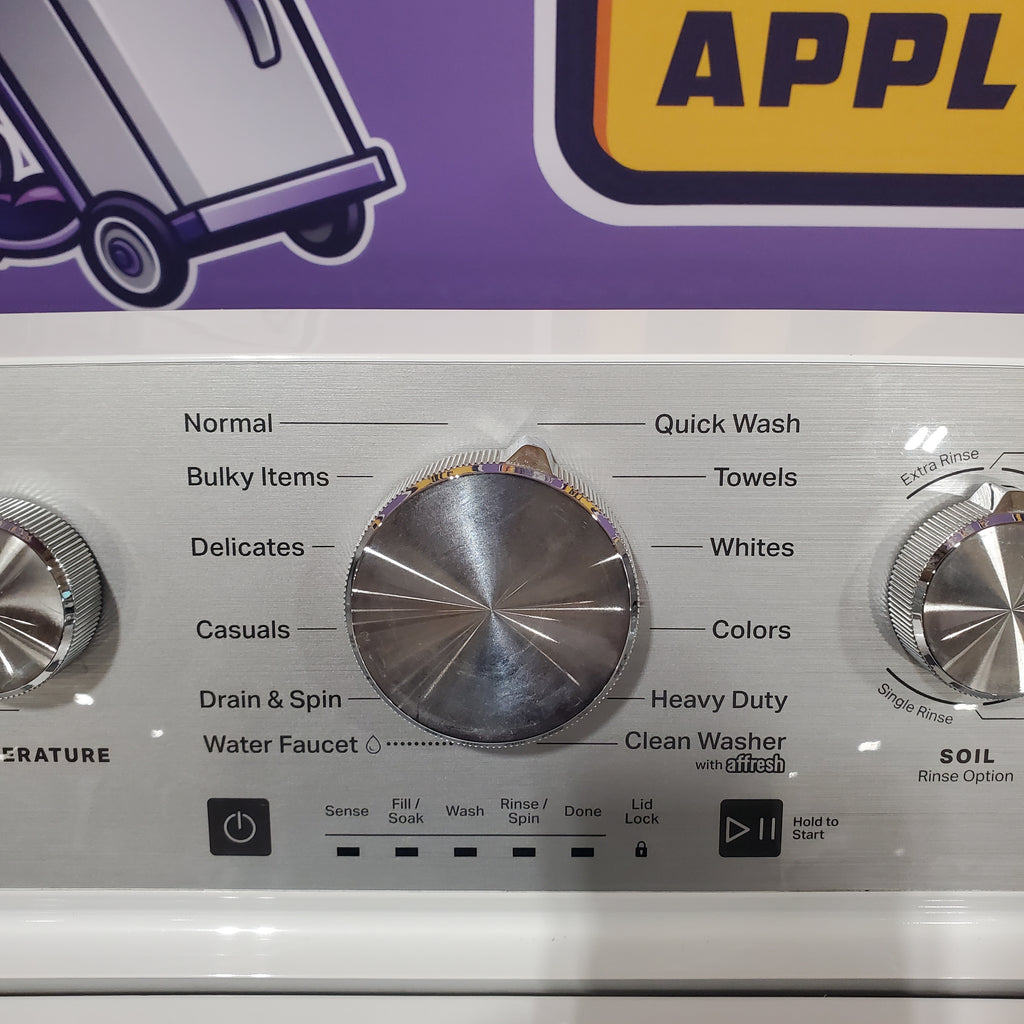 Pictures of MayTag 4.8 cu. ft. Top Load Washer with Extra Power, Built-In Water Faucet MVW5430MW - Scratch & Dent (Minor) and MayTag 7.0 cu. ft. Top Load Electric Wrinkle Prevent Dryer 16132 - MED4500MW - Open Box - Neu Appliance Outlet - Discount Appliance Outlet in Austin, Tx