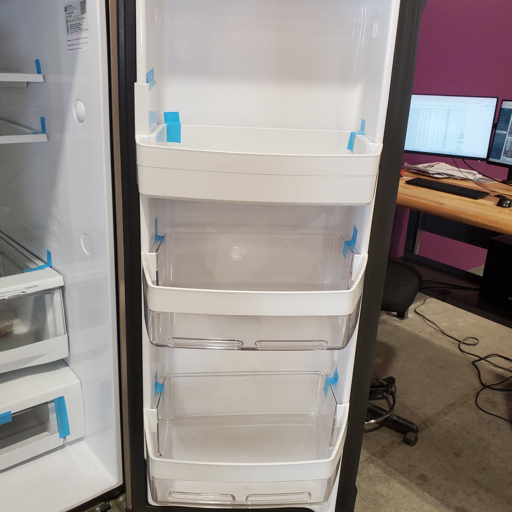 Pictures of GE Energy Star 3 Door French Door 27.7 Cu. Ft. Refrigerator with TwinChill Evaporators in Fingerprint Stainless Steel GFE28GYNFS - Open Box - Neu Appliance Outlet - Discount Appliance Outlet in Austin, Tx