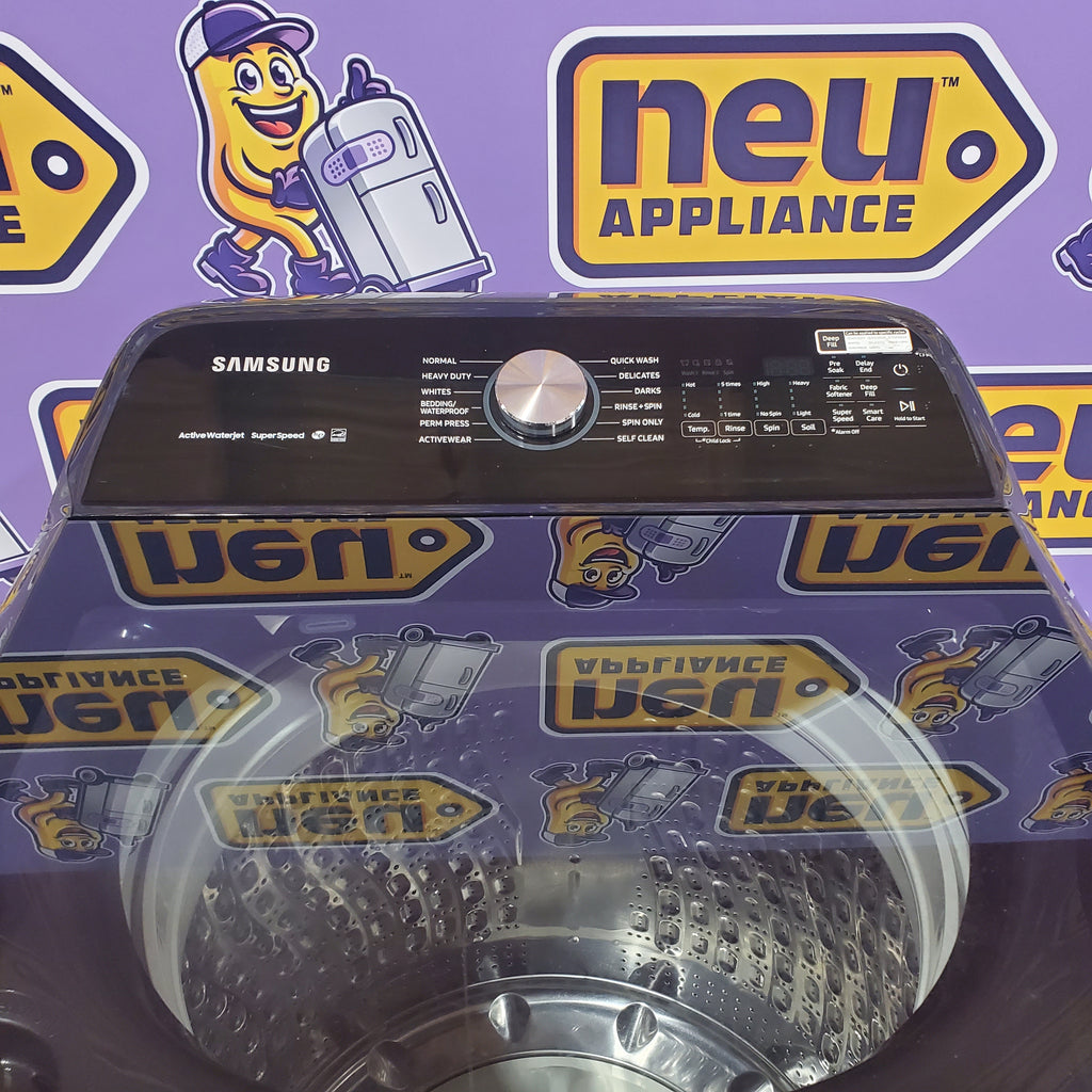 Pictures of Samsung 5.0 cu. ft. Energy Star Top Load Washer with Active Water Jet in Black Stainless Steel 1CR04035 - WA50R5400AV - Certified Refurbished - Neu Appliance Outlet - Discount Appliance Outlet in Austin, Tx