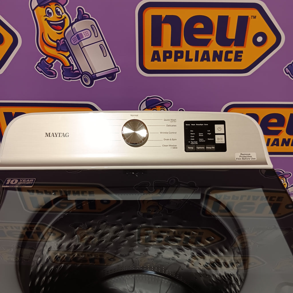 Pictures of Maytag Top Load 4.8 cu ft Washer with Deep Fill and Slow-Close Glass Lid MVW6200KW - Scratch & Dent (Minor) and Maytag 7.0 cu ft Electric Dryer with Moisture Sensing and Quick Dry Cycle 16157 - MED6200KW - Scratch & Dent (Minor) - Neu Appliance Outlet - Discount Appliance Outlet in Austin, Tx