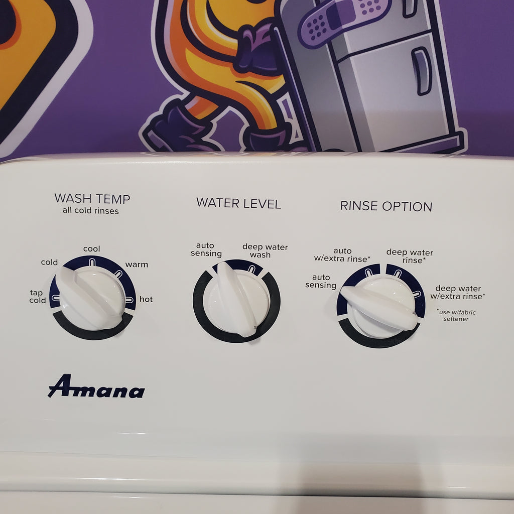 Amana 3.8 Cu. Ft. Top Load Washer with High Efficiency Agitator NTW4519JW - Scratch & Dent (Minor) and Amana 6.5 Cu. Ft. Electric Dryer with Wrinkle Prevent Option 16053 - NED4655EW - Open Box