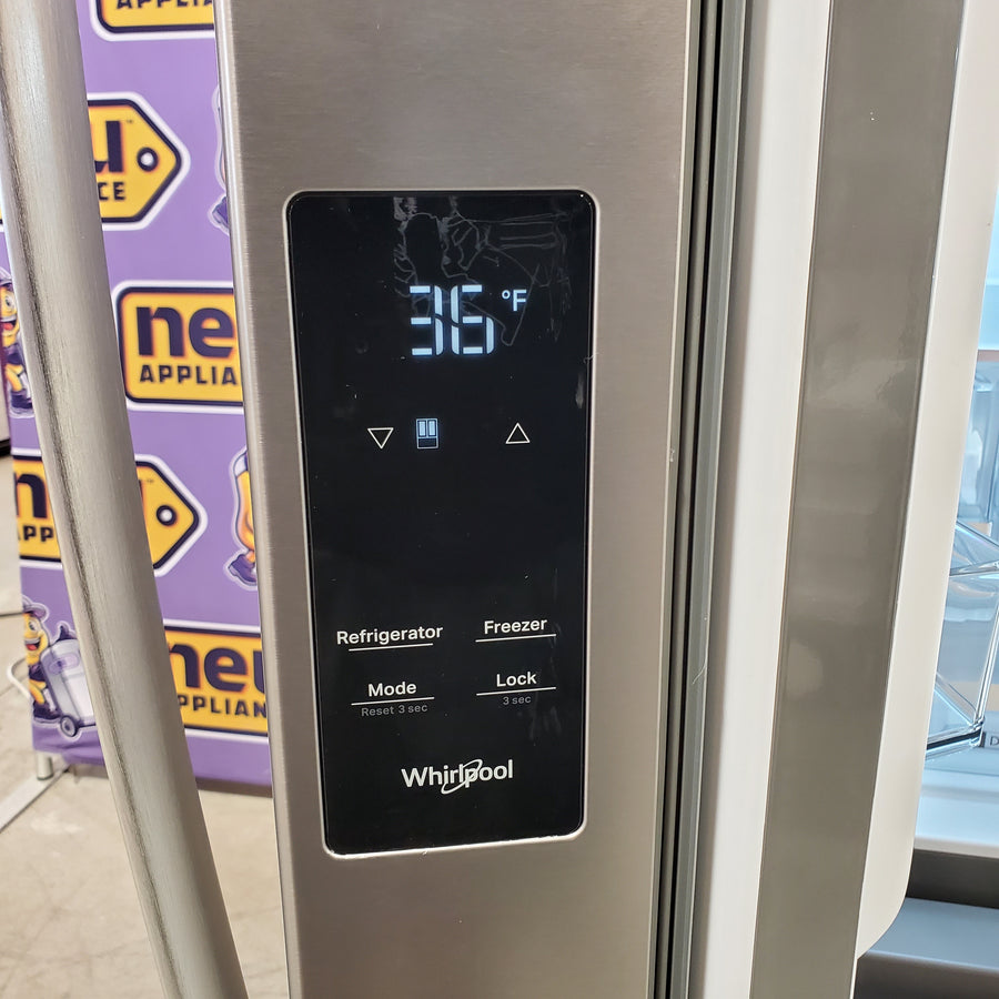 Whirlpool French Door 30 cu ft Refrigerator in Fingerprint Resistant Stainless Finish with In-Door Water and Ice Maker - 30 cu. ft. WRFF3536SZ - Scratch & Dent (Major)