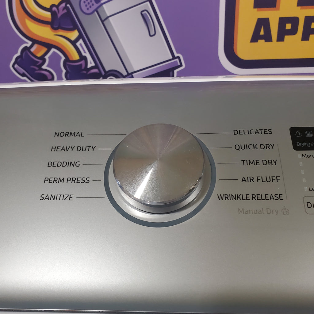 Pictures of Samsung White Top Load 5.4 Cu. Ft. Washer with Active Water Jet WA54R7200AW - Certified Refurbished and Samsung White Electric 7.4 Cu. Ft. Dryer with Sensor Dry DVE50R5200W - Scratch and Dent (Minor) - Neu Appliance Outlet - Discount Appliance Outlet in Austin, Tx