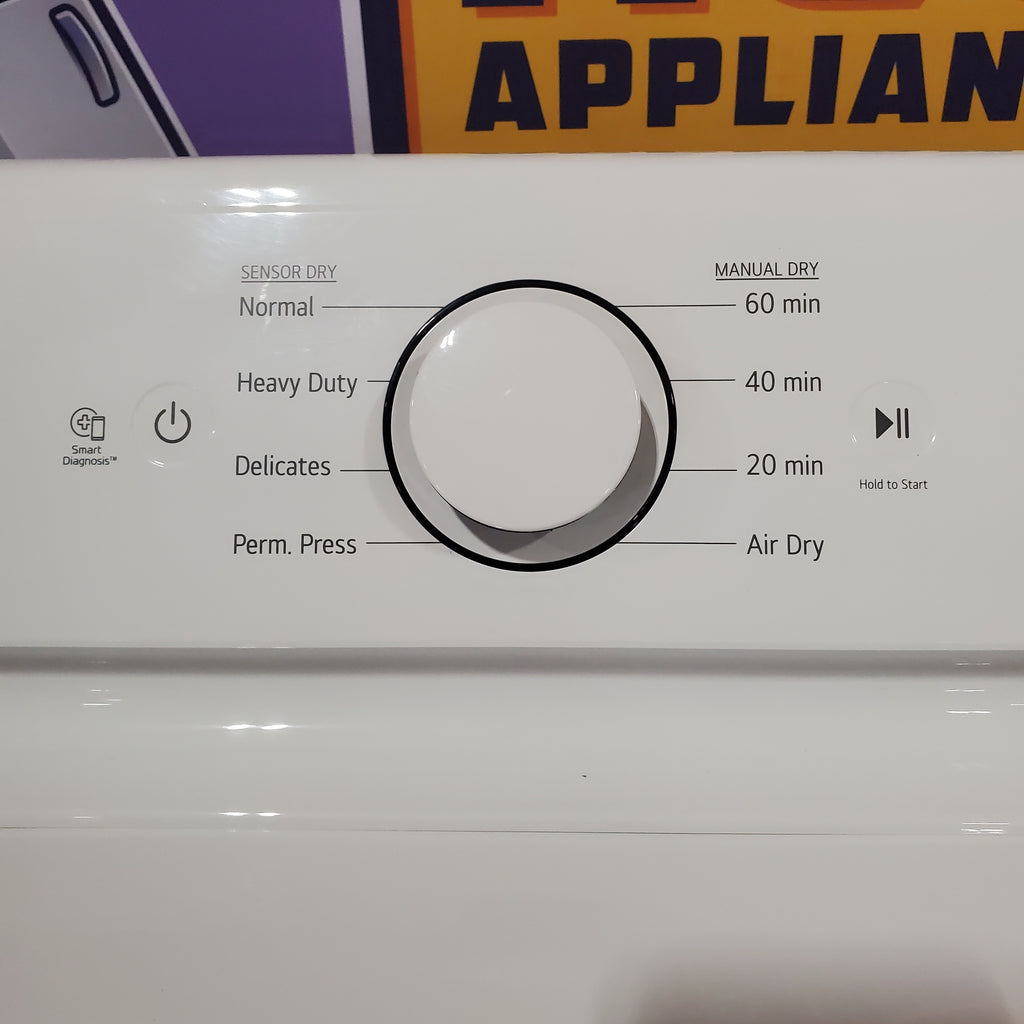 LG 4.3 cu. ft. Capacity Top Load Washer with TurboDrum™ Technology and Impeller WT6100CW - New in Box and LG 7.3 Cu. Ft.  Electric Rear Control Ultra Large Capacity Dryer in White with Sensor Dry 16083 - DLE6100W - Certified Refurbished