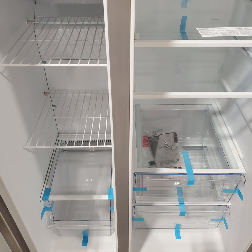 Frigidaire 25.6 cu. ft. ENERGY STAR Side by Side Refrigerator with Exterior Water and Ice Dispenser in Stainless Steel FRSS2623AS - Scratch & Dent (Minor)