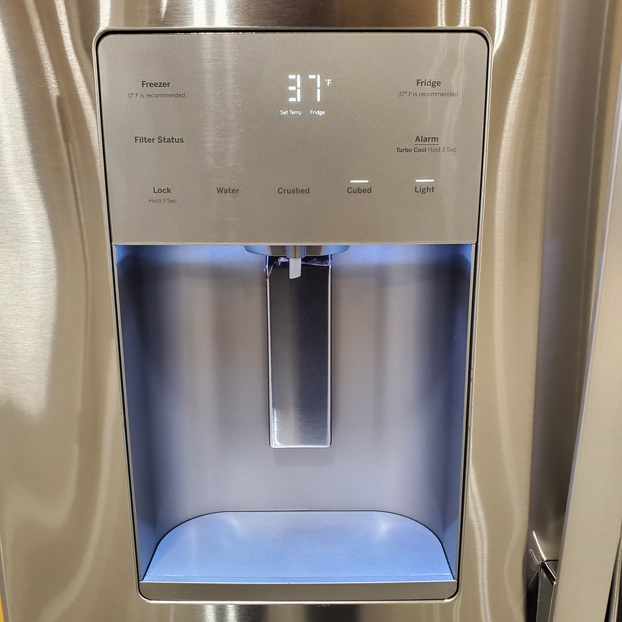 GE 20.6 cu. ft. Counter Depth French Door Refrigerator in Fingerprint Resistant Stainless, ENERGY STAR GYE21JYMFS - Scratch & Dent (Moderate)