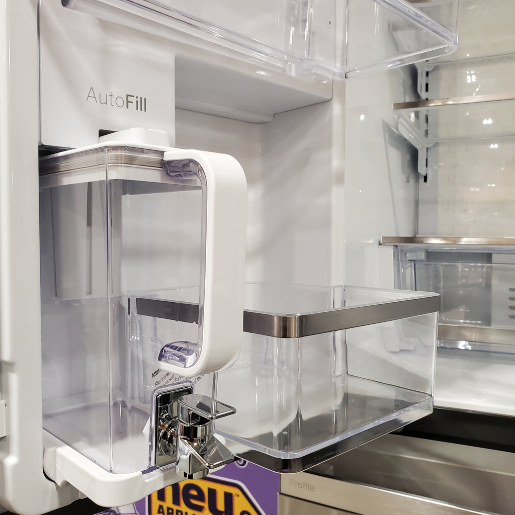 Pictures of GE Profile ENERGY STAR® 22.9 Cu. Ft. Counter-Depth Quad-Door Refrigerator with Dual-Dispense AutoFill Pitcher and Door in Door GE9851 - PHD23BYWFS - New in Box - Neu Appliance Outlet - Discount Appliance Outlet in Austin, Tx