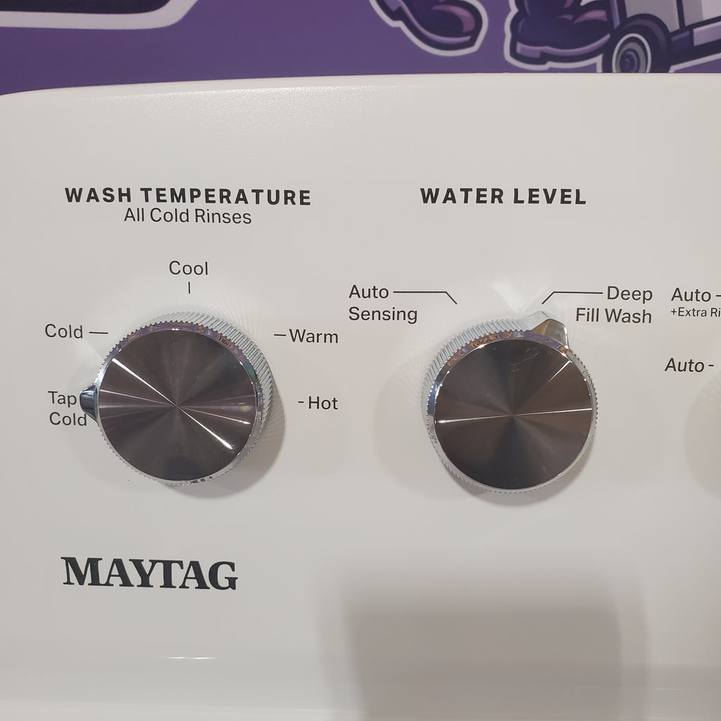 Pictures of Maytag Top Load 3.8 cu. ft. Washer with Deep Fill and Quick Wash Cycle MVW4005SW and Top Load Electric Wrinkle Prevent 7.0 cu. ft. Dryer with Auto Dry MED4005SW - Scratch & Dent - (Minor) - Neu Appliance Outlet - Discount Appliance Outlet in Austin, Tx