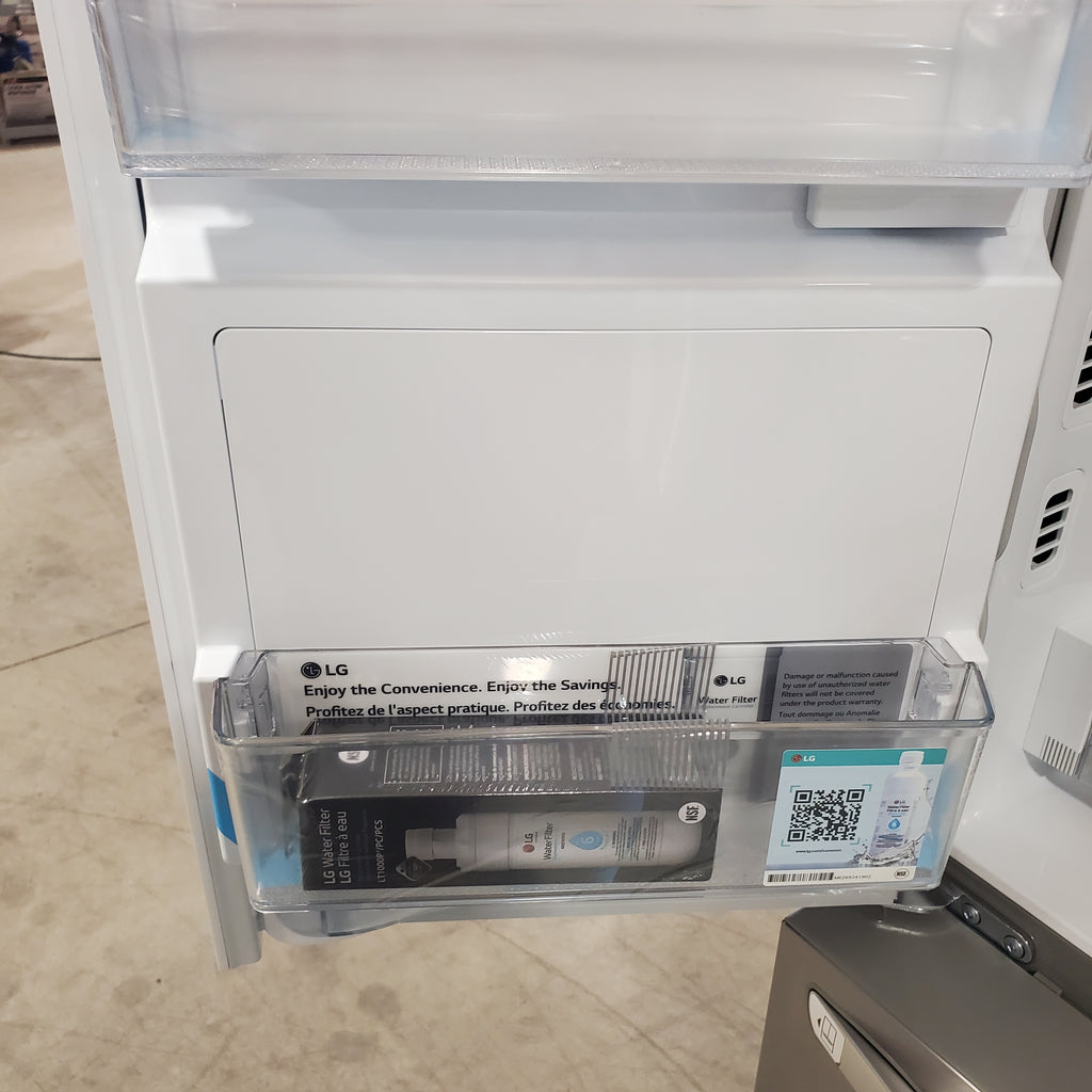 LG 26 cu ft ENERGY STAR Counter-Depth Smart French Door Refrigerator in Fingerprint Resistant Stainless Steel with Dual Ice Maker 3SD683 - LRFXC2606S - Scratch & Dent (Moderate)