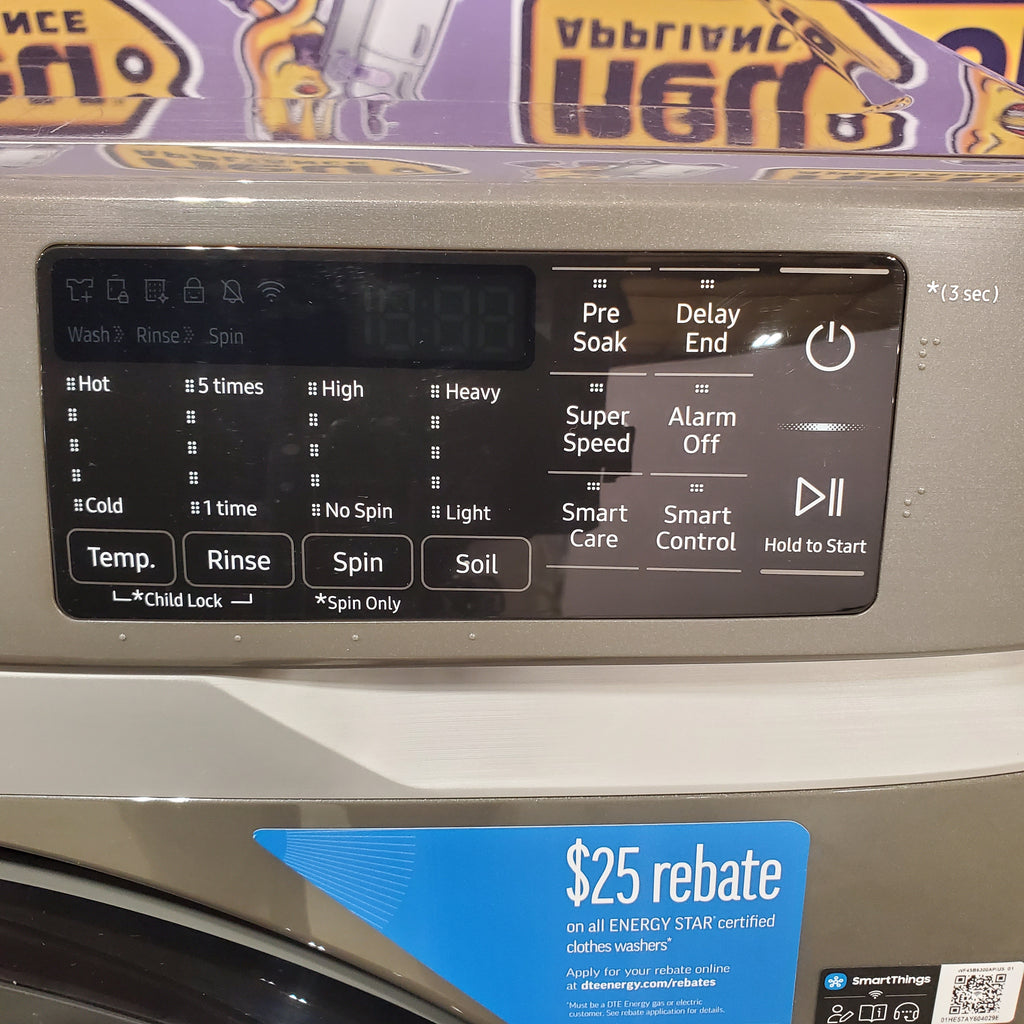 Samsung 4.5 cu. ft. Large Capacity Smart Front Load Washer with Super Speed Wash in Platinum 25139SD795 - WF45B6300AP - Scratch & Dent (Minor)