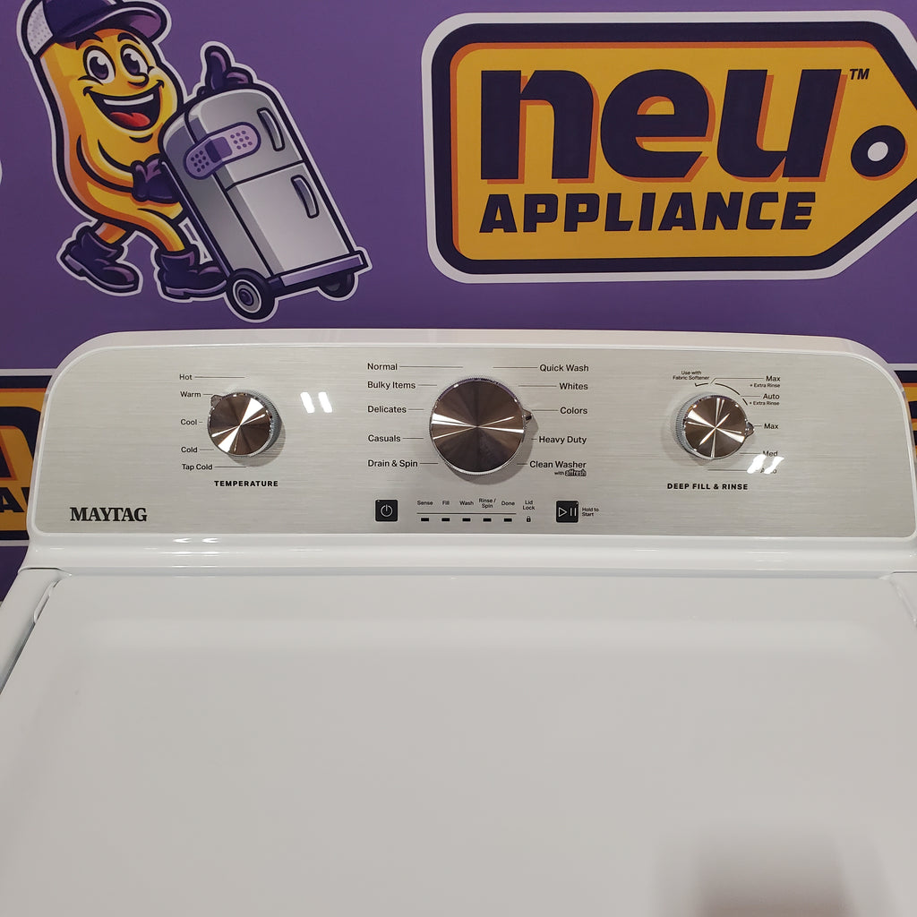 Pictures of Maytag 4.5 cu. ft. Capacity Top Load Washer with Power™ Agitator and Deep Fill MVW4505MW - Open Box and Maytag 7.0 cu. ft. Capacity Top Load Electric Wrinkle Prevent Dryer 16039 - MED4500MW - Open Box - Neu Appliance Outlet - Discount Appliance Outlet in Austin, Tx