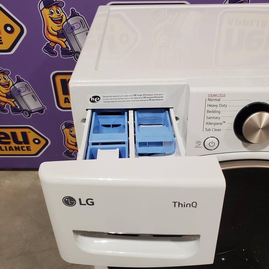 LG 4.5 cu. ft. Front Load Washer with Steam and Built-In Intelligence in White WM4000HWA - Scratch & Dent (Minor) and LG 7.4 cu. ft. Front Load Electric Dryer with TurboSteam and Sensor Dry Technology in White 16188 - DLEX4000W - Scratch & Dent (Minor)