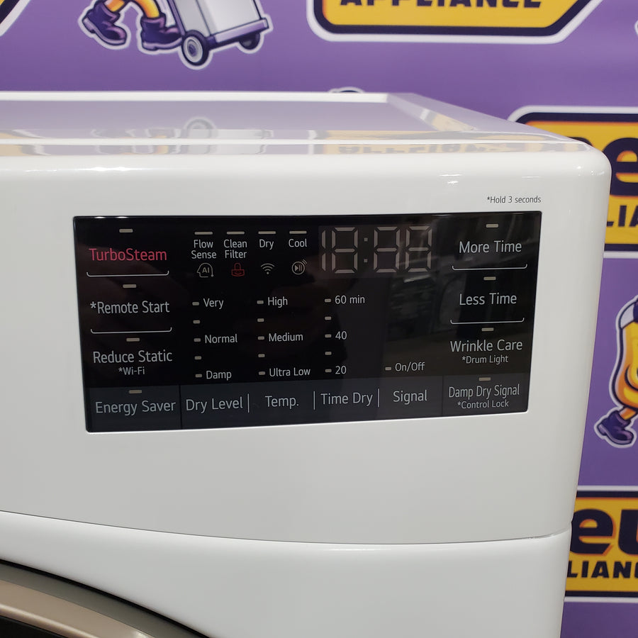 LG 4.5 cu. ft. Front Load Washer with Steam and Built-In Intelligence in White WM4000HWA - Scratch & Dent (Minor) and LG 7.4 cu. ft. Front Load Electric Dryer with TurboSteam and Sensor Dry Technology in White 16237 - DLEX4000W - Scratch & Dent (Moderate)
