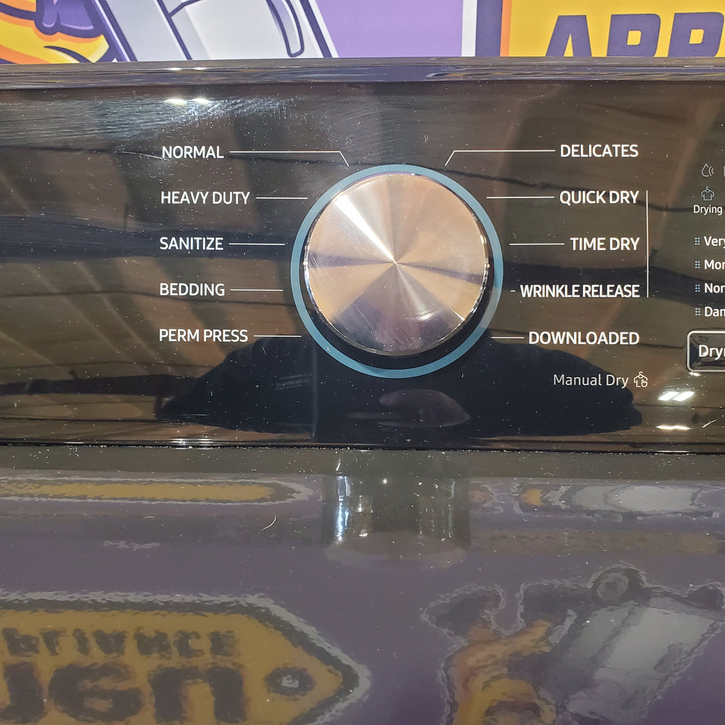 Samsung 5.0 cu. ft. Capacity Top Load Washer with Active WaterJet in Brushed Black WA50R5200AV - Certified Refurbished and Samsung Brushed Black 7.4 cu. ft. Smart Electric Dryer with Sensor Dry 16114 - DVE47CG3500V - New in Box