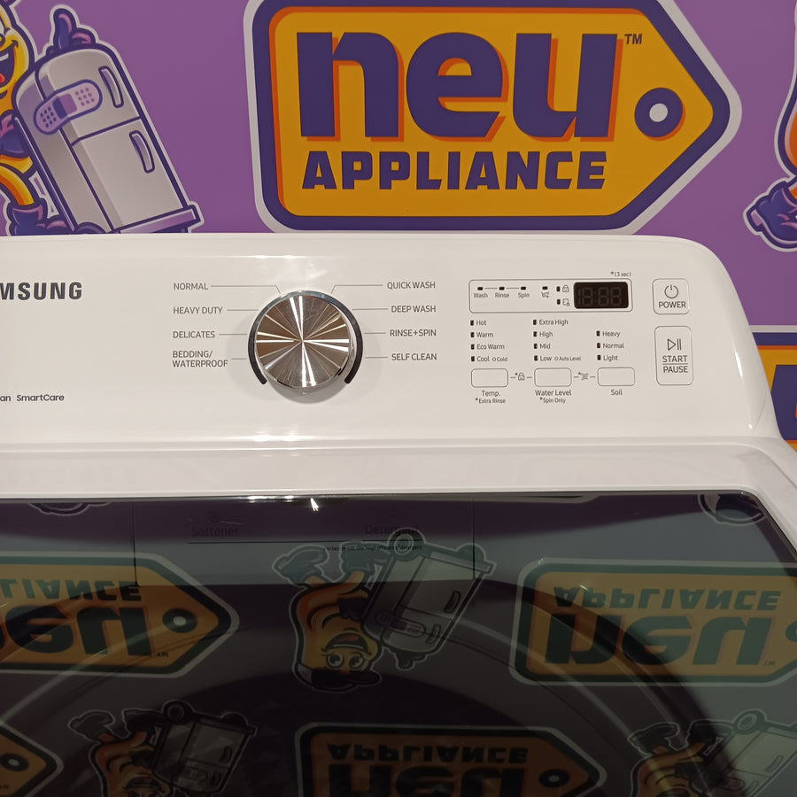 Samsung 4.5 cu. ft. Top Load Washer with Vibration Reduction Technology+ in White WA45T3200AW - Scratch & Dent (Minor) and Samsung 7.2 cu. ft. Electric Dryer with Sensor Dry in White 16251 - DVE45T3200W - Open Box