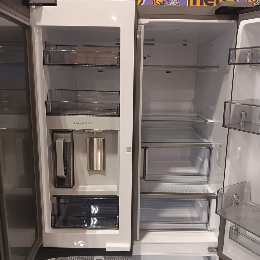 Samsung Bespoke White Glass 3 Door French Door 30 Cu. Ft. Refrigerator with Beverage Center 22131SD86 - RF30BB660012 - Scratch & Dent (Minor)
