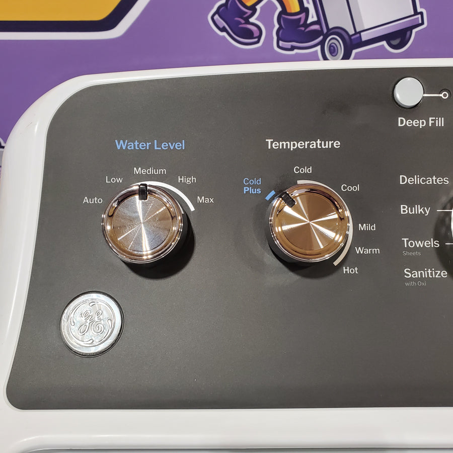 GE® 4.5 cu. ft. Capacity Washer with Stainless Steel Basket GTW485ASWWB - New in Box and GE® 7.2 cu. ft. Capacity Gas Dryer with Up To 120 ft. Venting and Extended Tumble 16205 - GTD48GASWWB - Scratch & Dent (Minor)