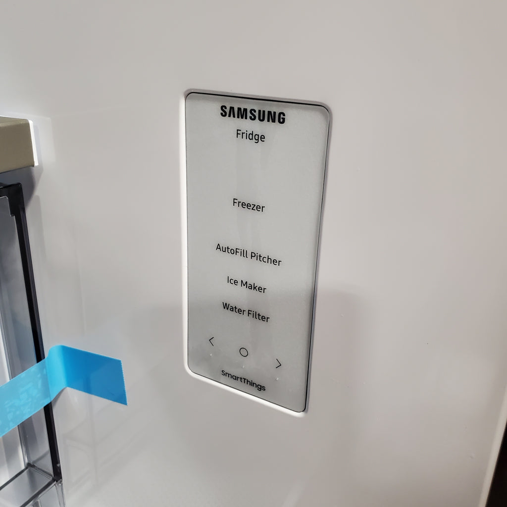 Samsung Bespoke 3-Door French Door Refrigerator (30 cu. ft.) with Beverage Center™ in Stainless Steel with Auto Fill Water Pitcher 3SD738 - RF30BB6600QL - Scratch & Dent (Minor)