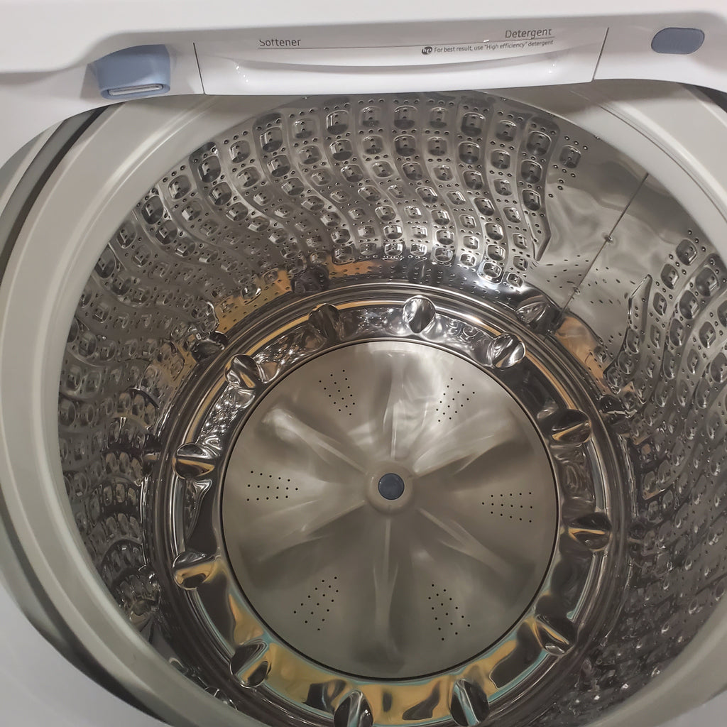 Pictures of 5.2 cu. ft. Samsung Large Capacity Smart Top Load Washer with Super Speed Wash in White and 7.4-cu ft Electric Dryer with Sensor Dry(White) - Neu Appliance Outlet - Discount Appliance Outlet in Austin, Tx