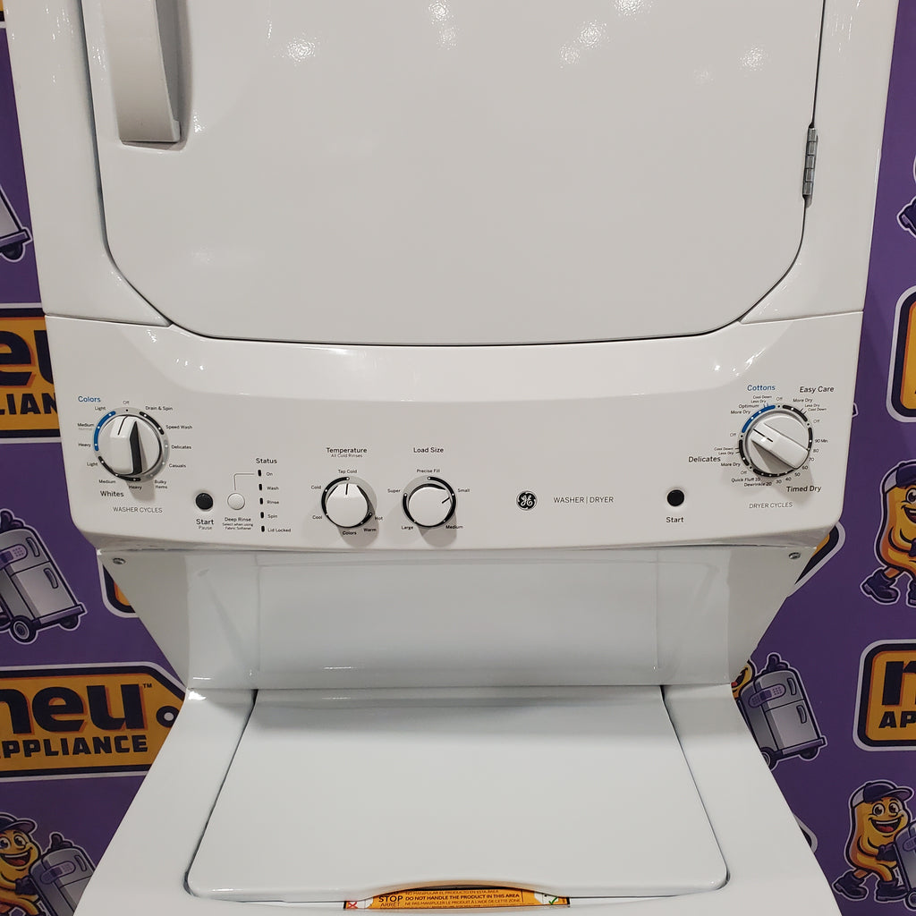 Pictures of GE Unitized Spacemaker® 3.8 cu. ft. Capacity Washer with Stainless Steel Basket and 5.9 cu. ft. Capacity Electric Dryer 24SD036 - GUD27ESSMWW - Open Box - Neu Appliance Outlet - Discount Appliance Outlet in Austin, Tx