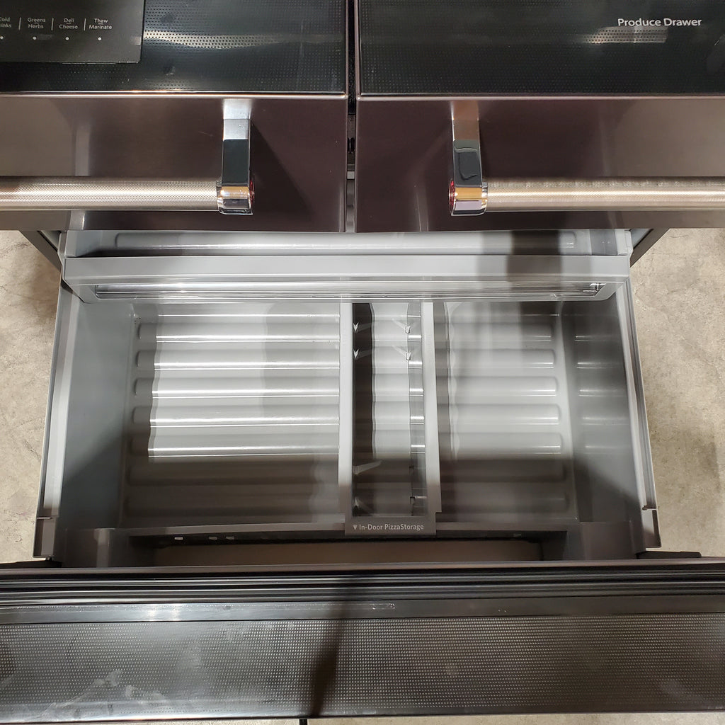 Pictures of KitchenAid Standard-Depth 25.8-cu ft 5-Door with Ice Maker in Black Stainless Steel with PRINTSHIELD Finish 31134SD225 - KRMF706EBS - Scratch & Dent (Minor) - Neu Appliance Outlet - Discount Appliance Outlet in Austin, Tx