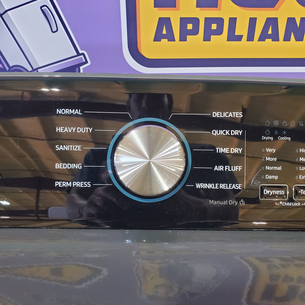 Samsung 4.7 cu. ft. Large Capacity Smart Top Load Washer with Active WaterJet in Brushed Black WA47CG3500AVA4 - Scratch & Dent (Minor) and Samsung Platinum Electric 7.4 Cu. Ft. Dryer with Sensor Dry DVE45T3400P - Certified Refurbished