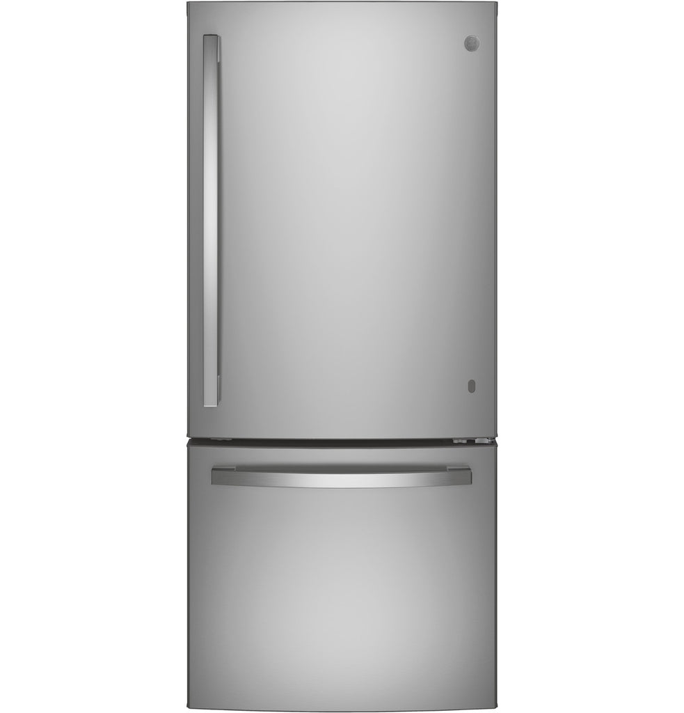 Pictures of 30" Wide GE® Fingerprint Resistant Stainless ENERGY STAR® 21.0 Cu. Ft. Bottom-Freezer Refrigerator with Ice Maker GDE21EYKFS - Open Box - Neu Appliance Outlet - Discount Appliance Outlet in Austin, Tx