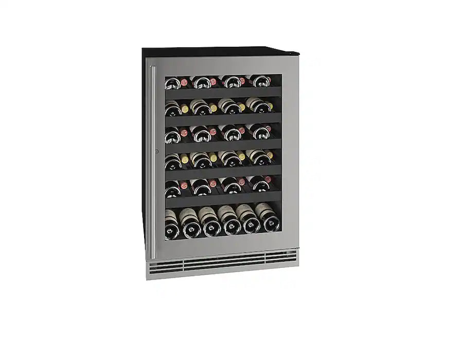 U-Line 5.5 cu ft 48-750ml Bottle Wine Refrigerator with Lock in Stainless Steel UHWC124-SG31A - Open Box