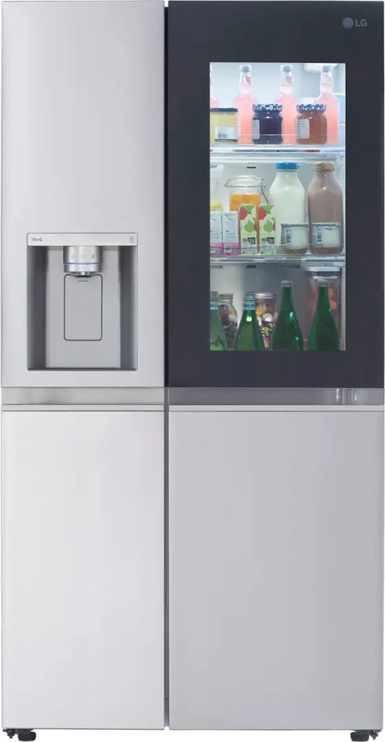 LG ENERGY STAR 27 cu. ft. Side by Side Refrigerator with Edge-to-Edge InstaView in Print Proof Stainless Steel - 22136SD337 - LRSOS2706S - Scratch & Dent (Moderate)