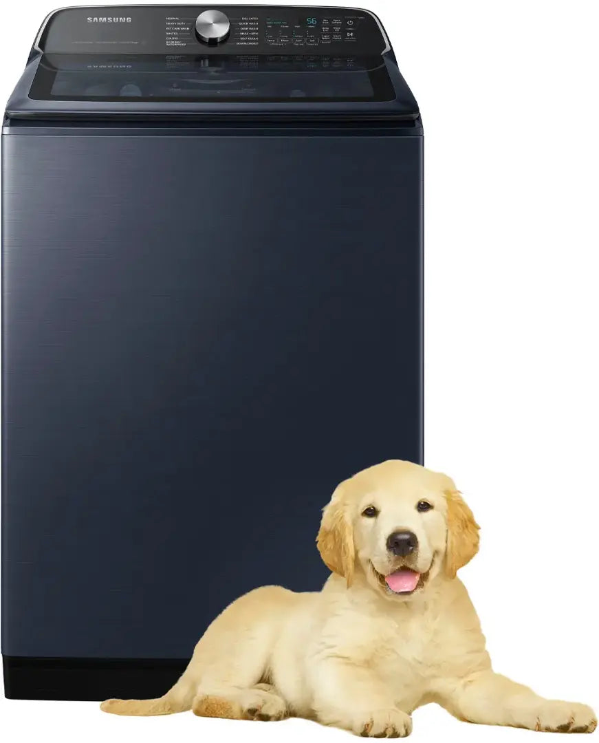 Samsung 5.4 cu. ft. Smart Top Load Washer with Pet Care Solution WA54CG7150AD - Scratch & Dent (Moderate) and Samsung Brushed 7.4 cu. ft. Smart Vented Electric Dryer with Pet Care Dry and Steam Sanitize+ WA54CG7150AD - Scratch & Dent (Minor)