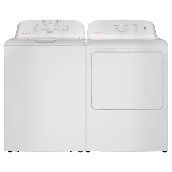 Hotpoint® 4.0 cu. ft. Capacity Washer with Cold Plus and Water Level Control HTW265ASWWW - New in Box and Hotpoint 6.2 cu. ft. Capacity Electric Dryer with Up To 120 ft. Venting and Shallow Depth GE99234E - HTX26EASWWW - New in Box