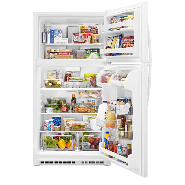 Whirlpool 33" Wide Top Freezer 20.5 cu ft Refrigerator with Ice Maker and Frameless Glass Shelves and Flexi-Slide Bin 22131SD92 - WRT311FZDW - Scratch & Dent (Minor)